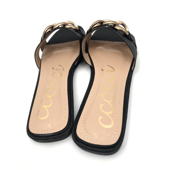 CCOCCI Baylor Slide Sandal 10 Black Gold Chain - Picture 5 of 6